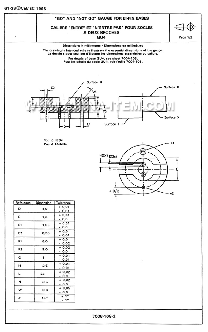 GU4 Go and Not Go Gauge for Bi-pin Bases